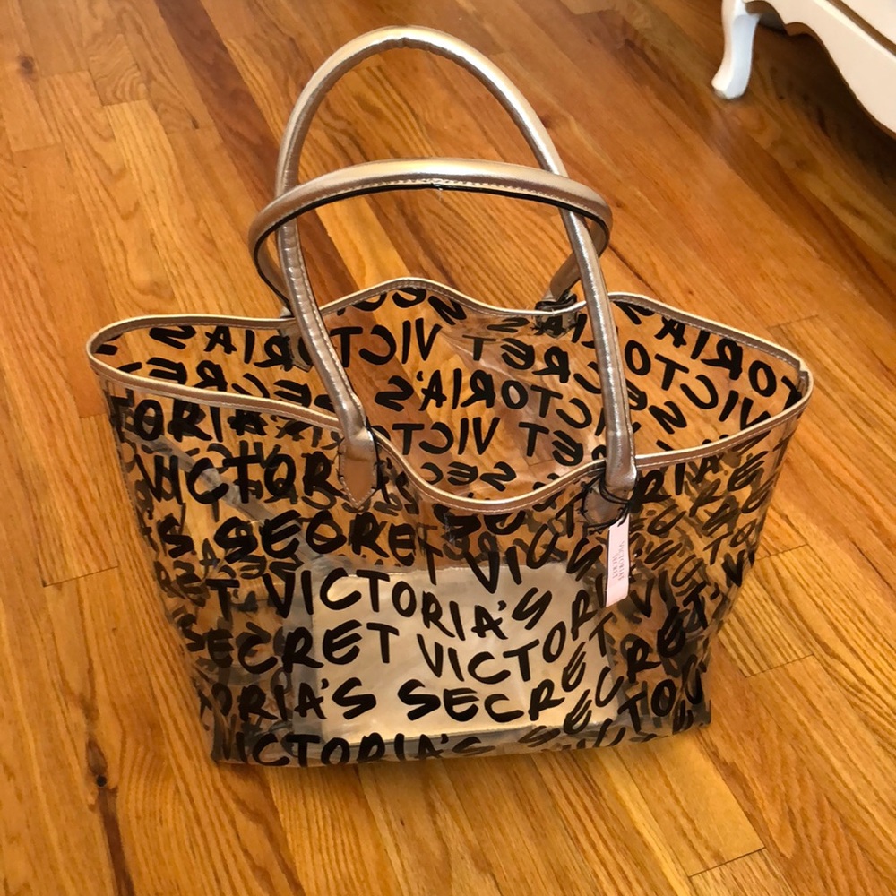 NWT Clear Victoria’s Secret Tote Bag with Mini Bag